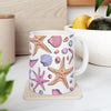 Pastel Starfish Shells Coffee Mug | Beach Seashell Ceramic Cup