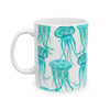 Watercolor Jellyfish Mug, Ceramic Coffee Cup, Gift for Marine Animal Lover
