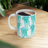 Watercolor Jellyfish Mug, Ceramic Coffee Cup, Gift for Marine Animal Lover