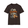 Cats Cuddles Coffee T-Shirt, Cute Cat Graphic Tee, Cat Mom Dad Gift