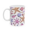Pastel Starfish Shells Coffee Mug | Beach Seashell Ceramic Cup