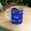 Blue Watercolor Whale Coffee Mug, Deep Blue Sea Themed Ceramic Cup