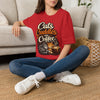 Cats Cuddles Coffee T-Shirt, Cute Cat Graphic Tee, Cat Mom Dad Gift