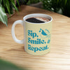 Sip, Smile, Repeat, Vintage Coffee Mug | Retro Ceramic Cup