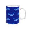 Blue Watercolor Whale Coffee Mug, Deep Blue Sea Themed Ceramic Cup