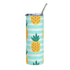 Pineapple Stripe Stainless Tumbler | Tropical Summer Travel Cup (20oz)