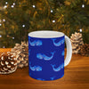 Blue Watercolor Whale Coffee Mug, Deep Blue Sea Themed Ceramic Cup