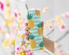 Pineapple Stripe Stainless Tumbler | Tropical Summer Travel Cup (20oz)