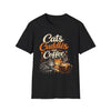 Cats Cuddles Coffee T-Shirt, Cute Cat Graphic Tee, Cat Mom Dad Gift