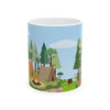 Camping Scene Coffee Mug | Outdoor Campfire Cup, Camper Mug Gift