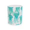 Watercolor Jellyfish Mug, Ceramic Coffee Cup, Gift for Marine Animal Lover
