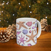 Pastel Starfish Shells Coffee Mug | Beach Seashell Ceramic Cup