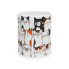 Cat Coffee Mug, Hand-Drawn Feline Face Cup, Cat Lover Gift