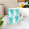 Watercolor Jellyfish Mug, Ceramic Coffee Cup, Gift for Marine Animal Lover