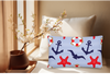 Nautical Anchors & Starfish Throw Pillow | Coastal Home Decor | Various Sizes