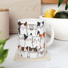 Cat Coffee Mug, Hand-Drawn Feline Face Cup, Cat Lover Gift