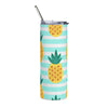 Pineapple Stripe Stainless Tumbler | Tropical Summer Travel Cup (20oz)