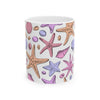 Pastel Starfish Shells Coffee Mug | Beach Seashell Ceramic Cup