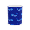 Blue Watercolor Whale Coffee Mug, Deep Blue Sea Themed Ceramic Cup