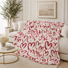 Hand-Painted Red Hearts Throw Blanket | Plush Sherpa Throw | Cozy Romantic Decor