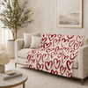 Hand-Painted Red Hearts Throw Blanket | Plush Sherpa Throw | Cozy Romantic Decor