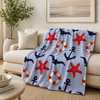 Nautical Throw Blanket | Anchors & Starfish Sherpa Blanket | Cozy Costal Decor