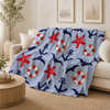 Nautical Throw Blanket | Anchors & Starfish Sherpa Blanket | Cozy Costal Decor