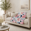 Watercolor Blossom Throw Blanket | Floral Sherpa Blanket | Cozy Home Decor
