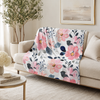 Watercolor Blossom Throw Blanket | Floral Sherpa Blanket | Cozy Home Decor